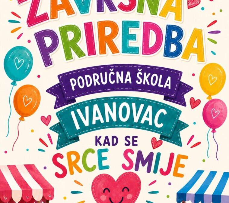 NAJAVA – ZAVRŠNA PRIREDBA UČENIKA PODRUČNE ŠKOLE IVANOVAC